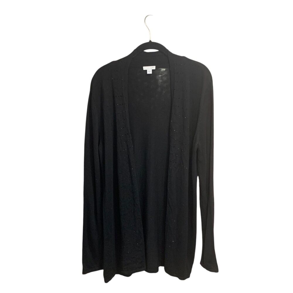 J Jill Womens Wool Blend Subtle Rhinestones Open Front Cardigan Sweater M Office